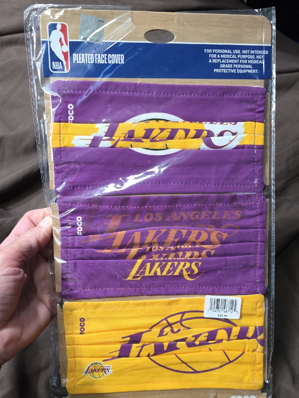 NBA Los Angeles Lakers Face Covers - Purple & Gold (3-Pack)